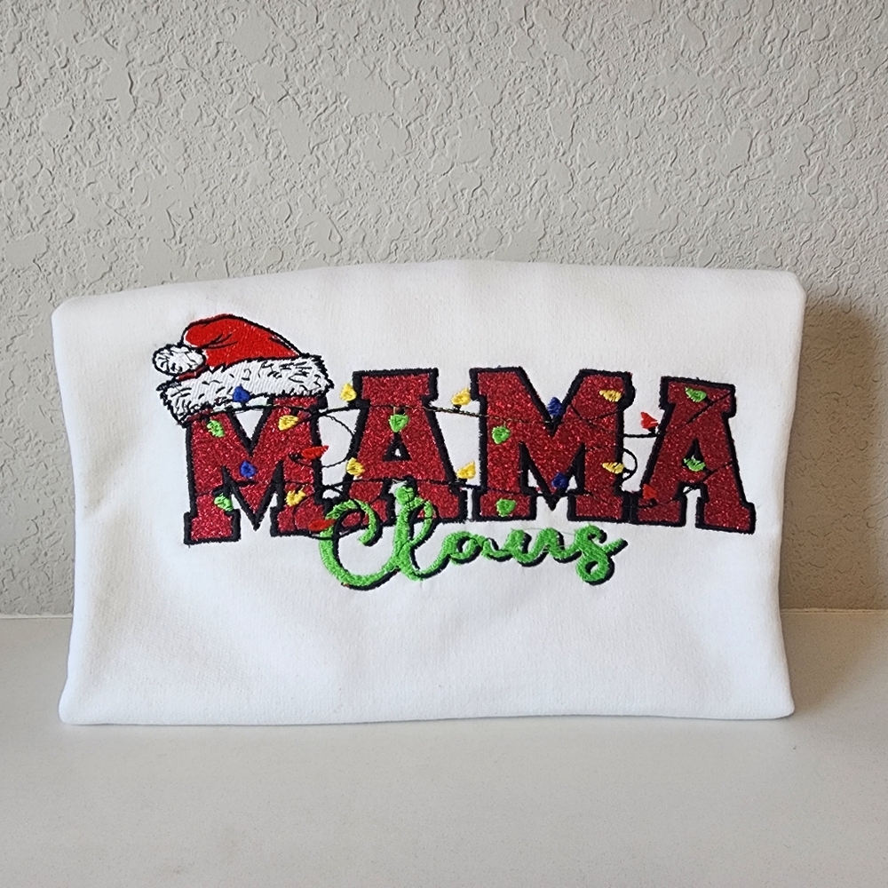 Gildan Holiday 'Mama Claus' Embroidery Sweater - Red, Green, White